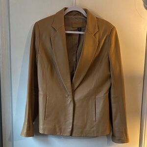 Jaclyn Smith Camel colored Leather Blazer Jacket
